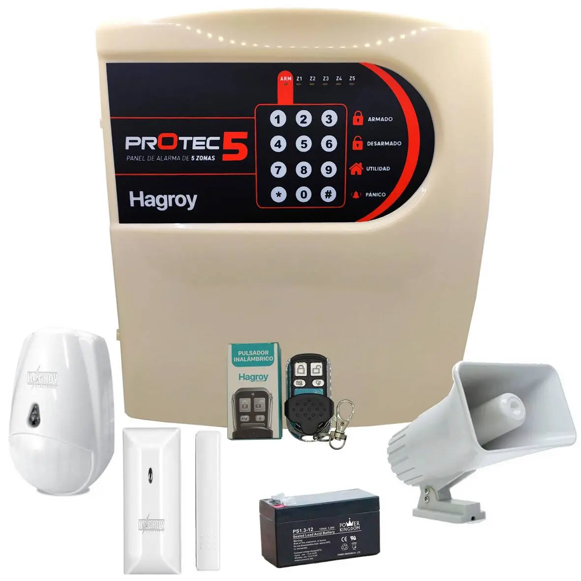 KIT ALARMA CONTRA ROBO INALAMBRICO PROTEC 5 HAGROY - Imagen 1
