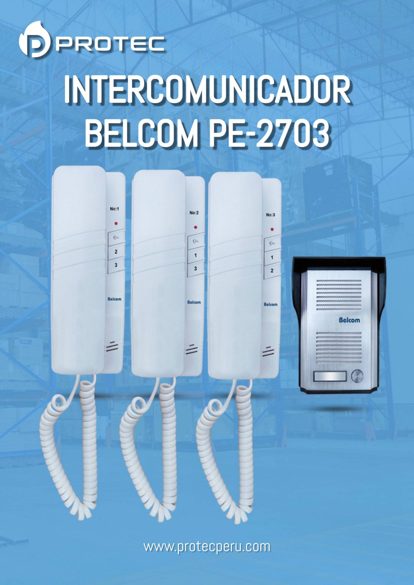 A New Design (1) INTERCOMUNICADOR 3 PTOS CON PORTERO BELCOM PE-2703 - Imagen 1
