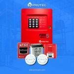 KIT CONTRA INCENDIO PROTEC FIREWELL 5 PANEL 5 ZONAS CON 2 DETECTORES DE HUMO, ESTACIÓN MANUAL Y SIRENA ESTROBOSCÓ PICA