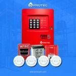 KIT CONTRA INCENDIO PROTEC FIREWELL 5 PANEL 5 ZONAS CON 4 DETECTORES DE HUMO, ESTACIÓN MANUAL Y SIRENA ESTROBOSCÓ PICA