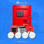 KIT CONTRA INCENDIO PROTEC FIREWELL 5 PANEL 5 ZONAS CON 4 DETECTORES DE HUMO, ESTACIÓN MANUAL Y SIRENA ESTROBOSCÓ PICA
