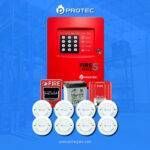 KIT CONTRA INCENDIO PROTEC FIREWELL 5 PANEL 5 ZONAS CON 8 DETECTORES DE HUMO, ESTACIÓN MANUAL Y SIRENA ESTROBOSCÓ PICA