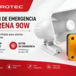 KIT DE PÁNICO SIRENA TIPO HONGO 90W 220V CON PULSADOR DE PÁNICO