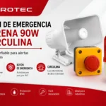 KIT DE PÁNICO SIRENA 90W + BOTON DE EMERGENCIA + CIRCULINA 220V