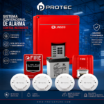 KIT CONTRA INCENDIO LINSEG FX4 PANEL 4 ZONAS CON 4 DETECTORES DE HUMO, ESTACIÓN MANUAL Y SIRENA ESTROBOSCÓPICA