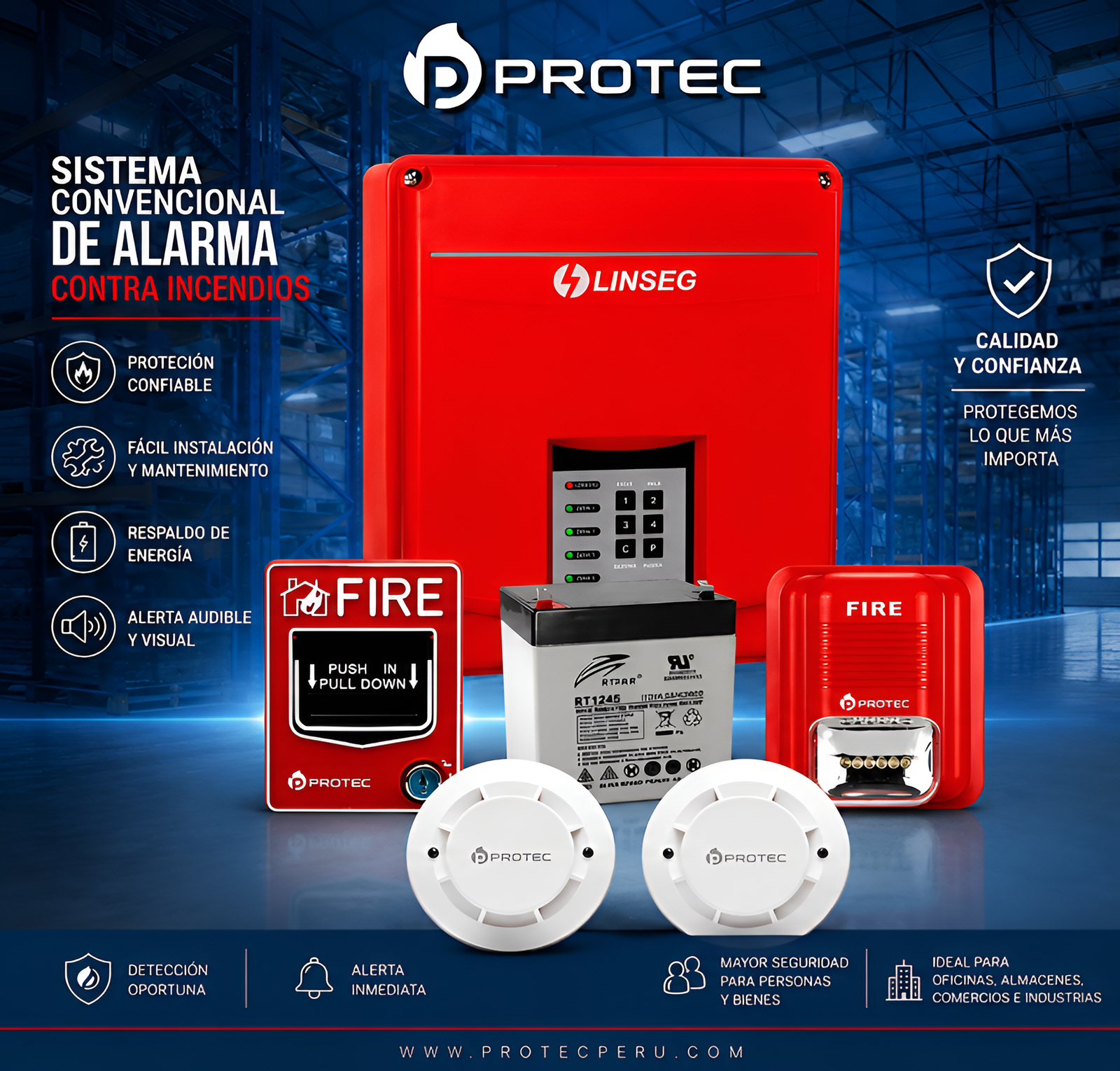 linseg fx 4 2 humos (1) KIT CONTRA INCENDIO LINSEG FX4 PANEL 4 ZONAS CON 2 DETECTORES DE HUMO, ESTACIÓN MANUAL Y SIRENA ESTROBOSCÓPICA - Imagen 1