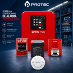 KIT CONTRA INCENDIO PANEL HAGROY PROTEC FIRE 5 2.0 DE 5 ZONAS CON 1 DETECTOR DE HUMO, ESTACIÓN MANUAL Y SIRENA ESTROBOSCÓPICA