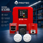 KIT CONTRA INCENDIO PANEL HAGROY PROTEC FIRE 5 2.0 DE 5 ZONAS CON 2 DETECTORES DE HUMO, ESTACIÓN MANUAL Y SIRENA ESTROBOSCÓPICA