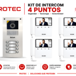 KIT VIDEO PORTERO BELCOM 4 PUNTOS CON 4 MONITORES A COLOR 4.3" | PE-7104 / PE-7643