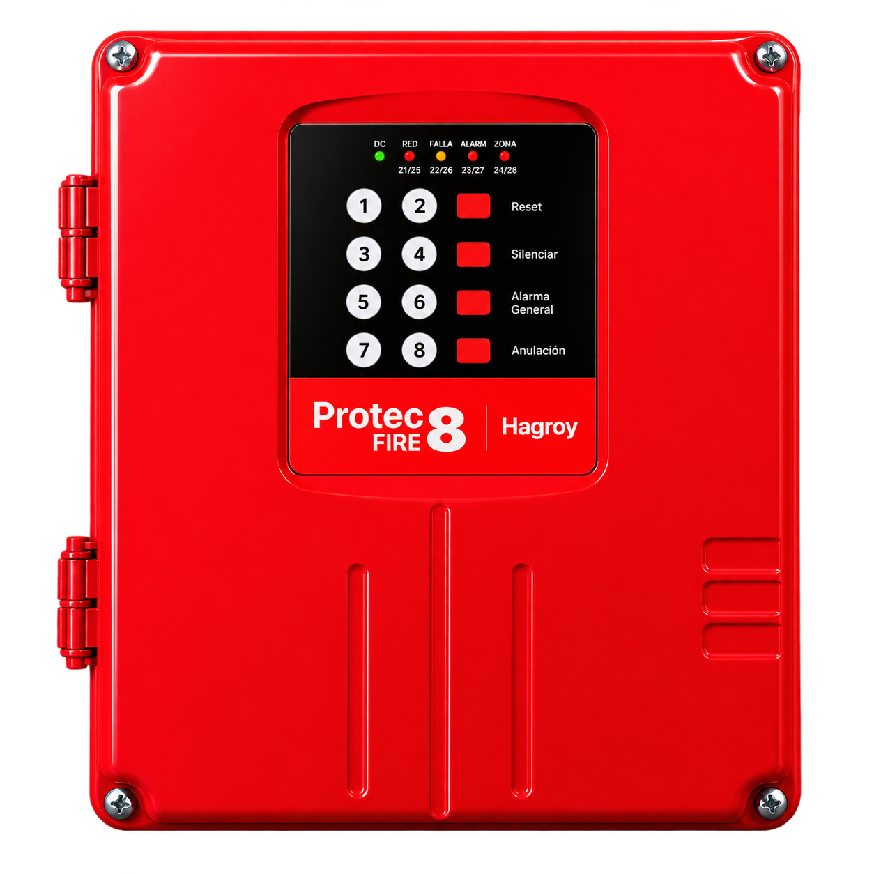 Panel de Alarma Contra Incendios Rojo PANEL CONTRA INCENDIO 8 ZONAS PROTEC FIRE 8 HAGROY | HG-PTFIRE-8-2.0 - Imagen 1